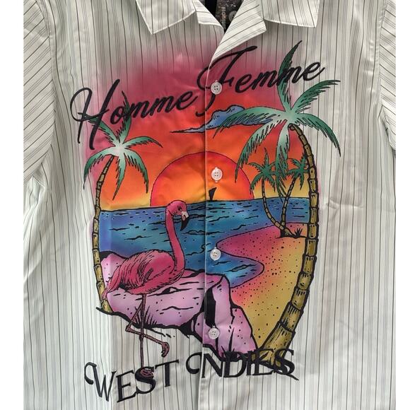 Homme + Femme Private Island Button Down White Large HFSS202474-3 - Picture 5 of 11